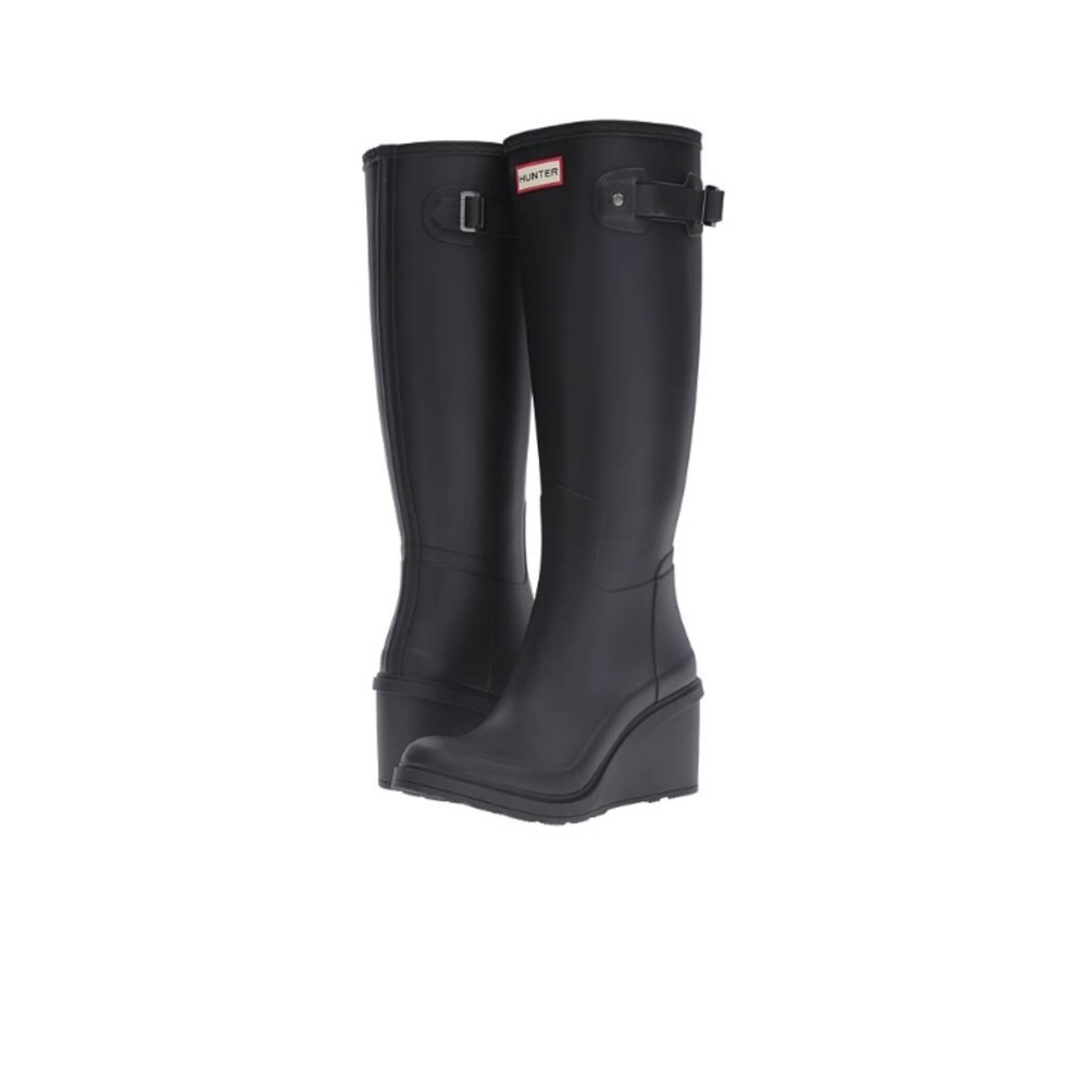 Hunter Refined Wedge Black Boots, 7