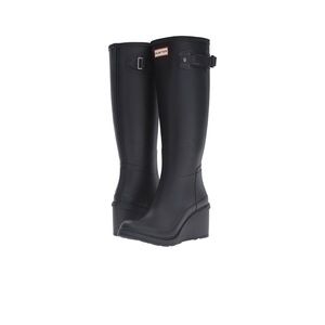 Hunter Refined Wedge Black Boots, 7