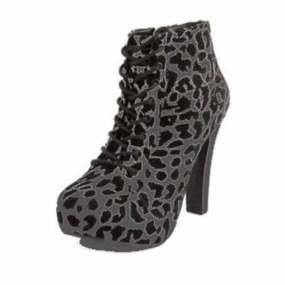 Charlotte Russe Shoes - Charlotte Russe Grey Animal Print Lace Up Heels