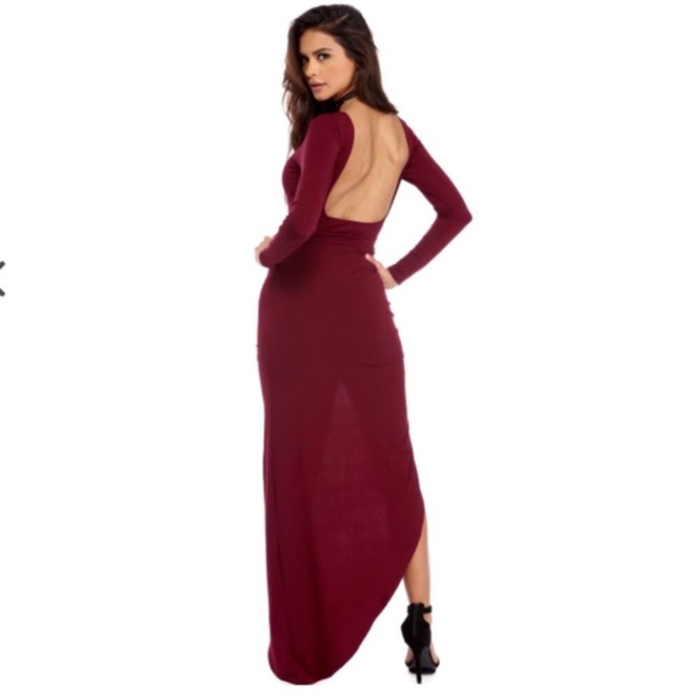 Burgundy Open leg dress - Picture 2 of 4