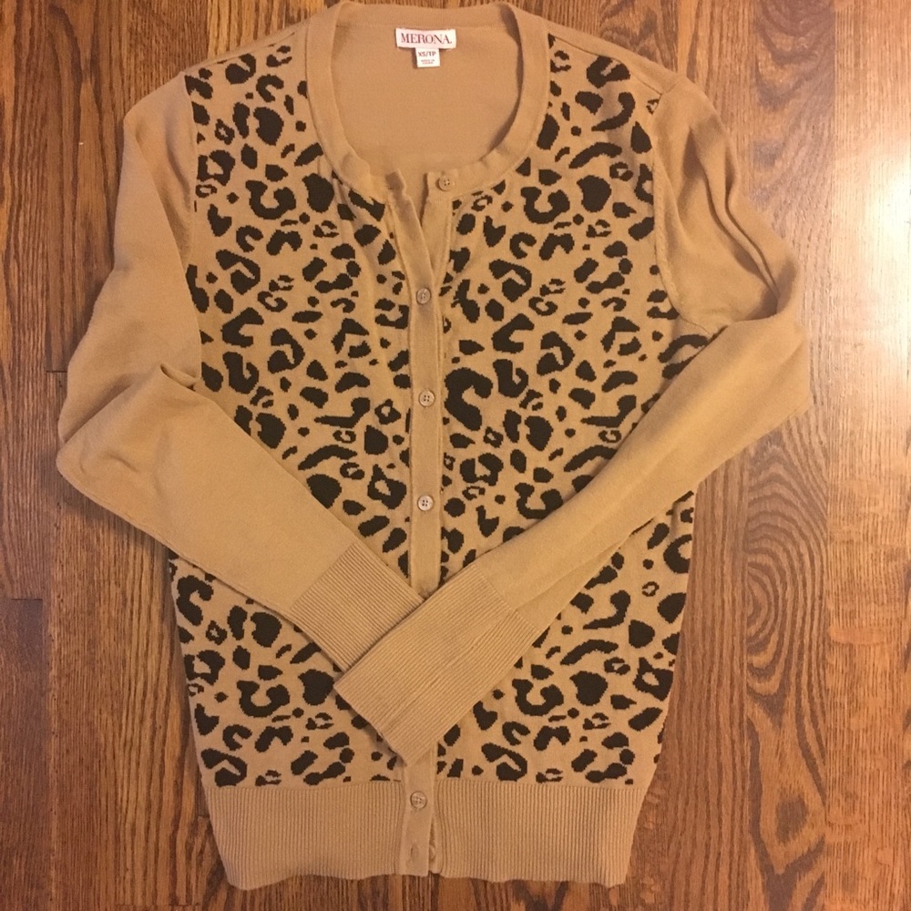 EUC Merona (Target) leopard print cardigan Sz XS