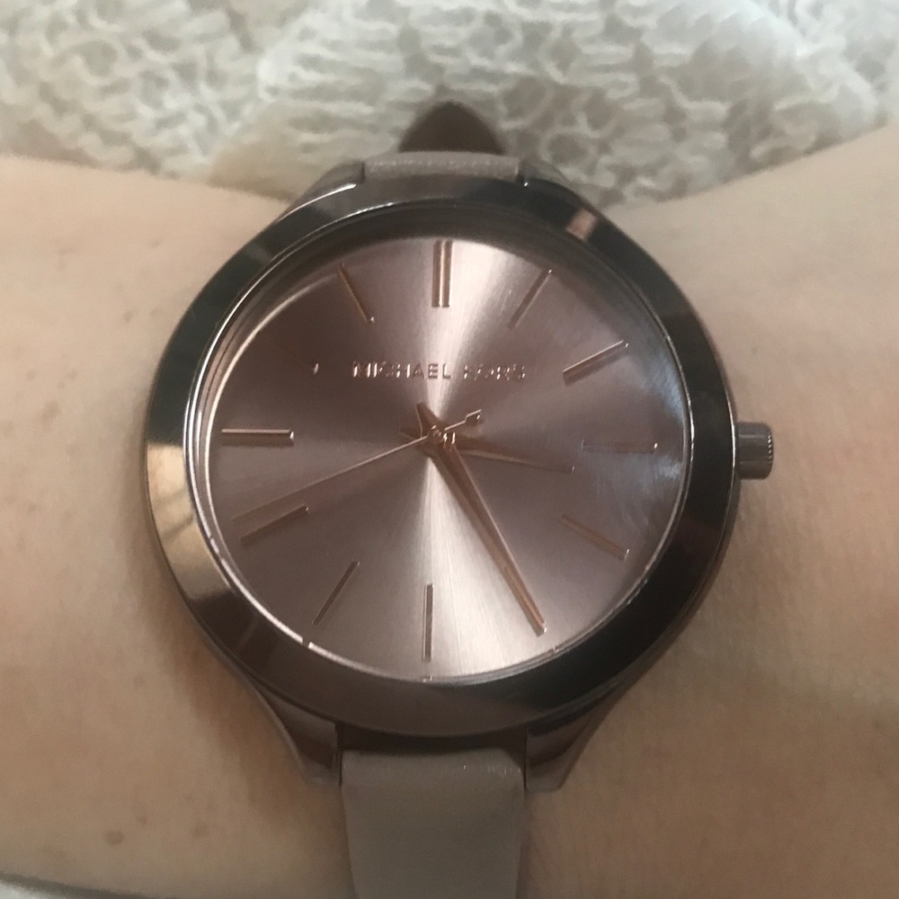 For Bubbly024 Only!  MK Slim Runway Leather Watch