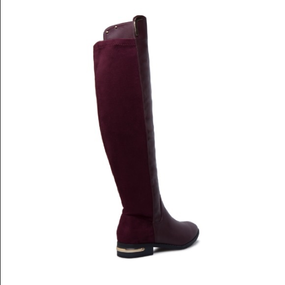 NWT 10 Shoe Dazzle Bordeaux Faux Leather OTK Boots - Picture 5 of 8