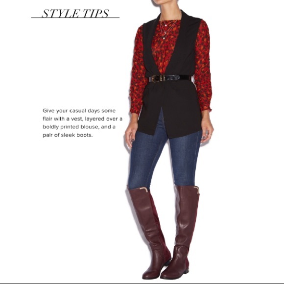 NWT 10 Shoe Dazzle Bordeaux Faux Leather OTK Boots - Picture 6 of 8