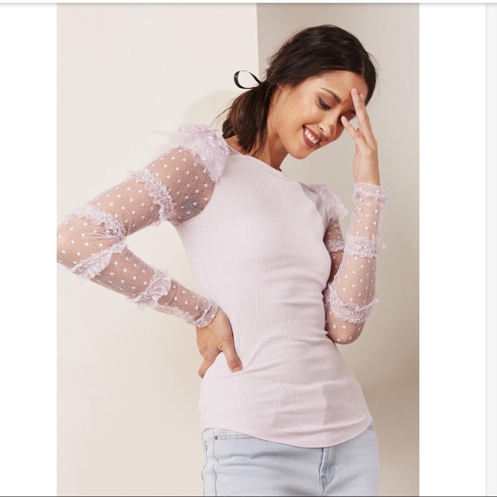 💕Host Pick💕Free People Ruffled Lace Top NWT - Picture 5 of 8