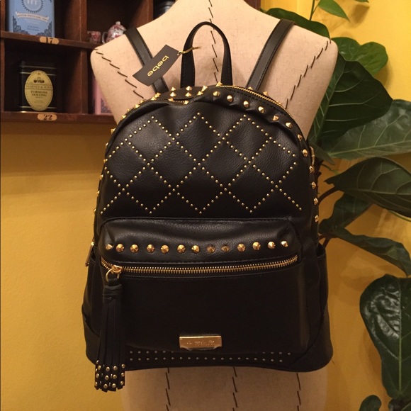 bebe Handbags - Bebe Joan-stones large black backpack, NWT!