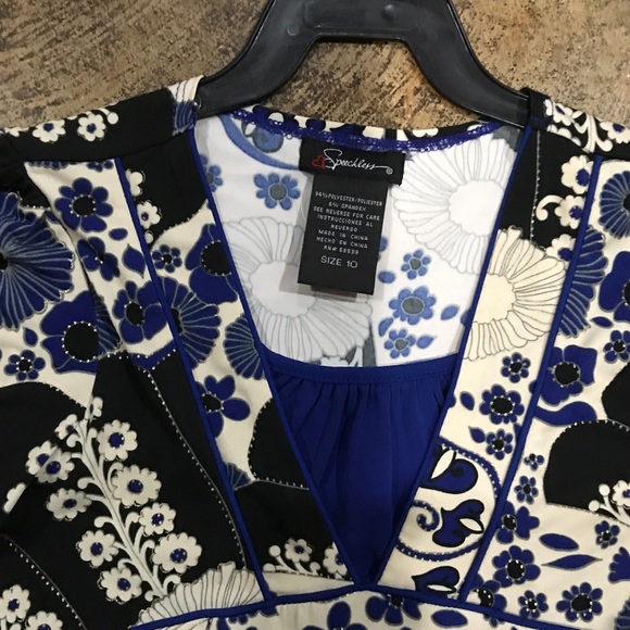 💸SOLD💸. Speechless dress size 10 blue/cream/blac - Picture 3 of 5