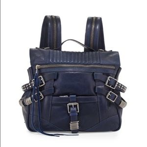 Ash Trix Leather Buckle Backpack in Indigo