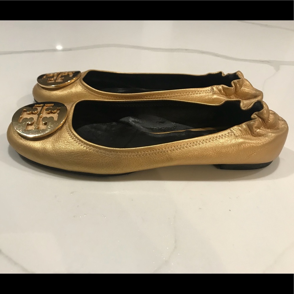 Gold Tory Burch Reva Flats
