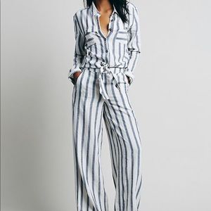 Free People Stripe Jumpsuit