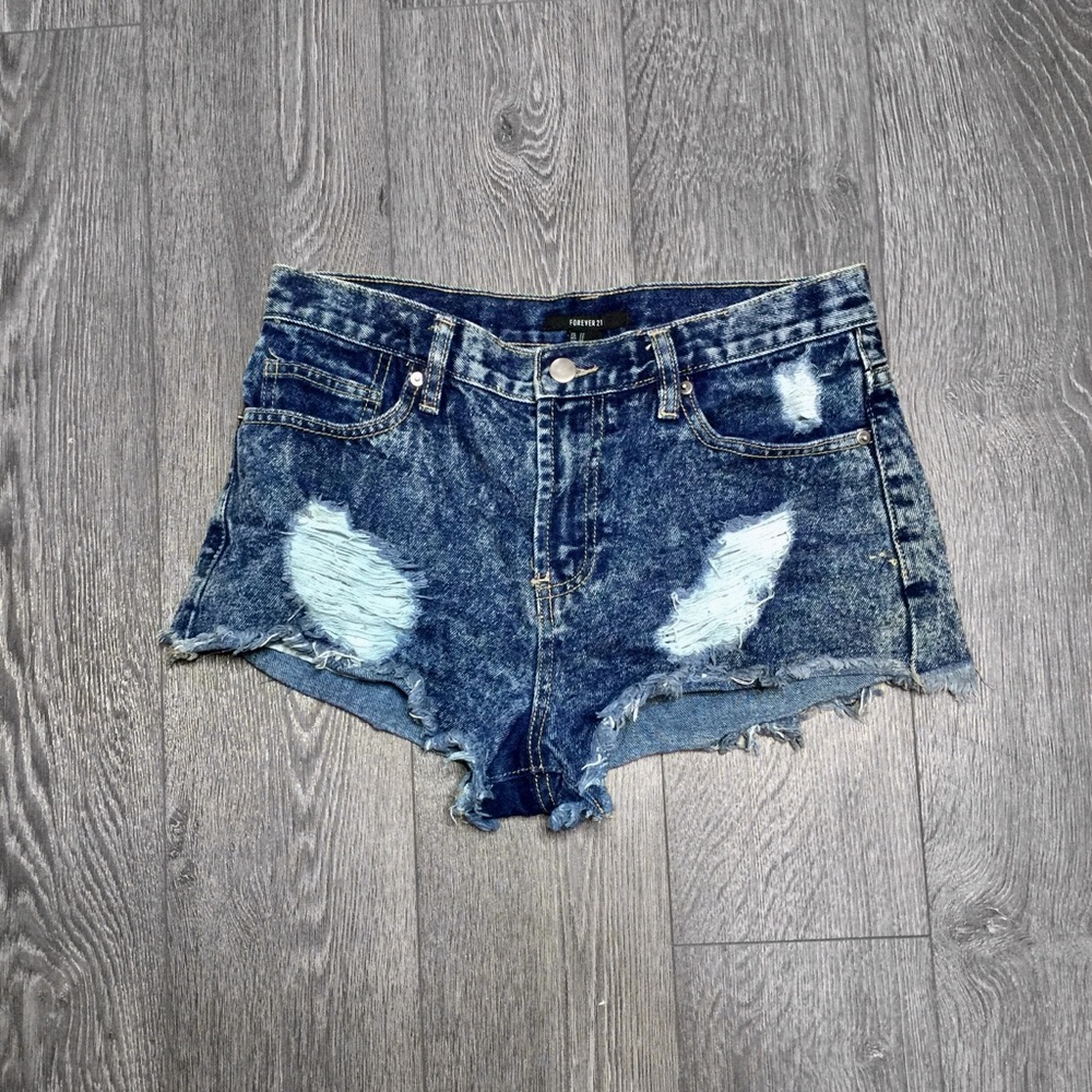 High Waist Denim Cheeky  Distressed Shorts