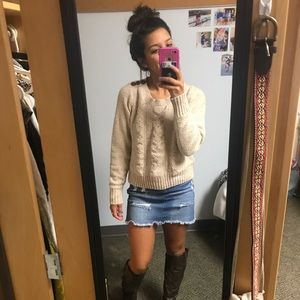 Beige Knitted Sweater, Small, St. John's Bay