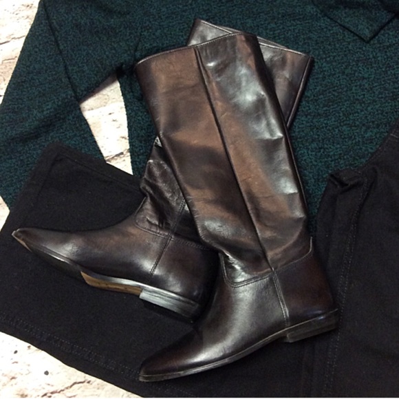 Nine West Shoes - SZ 5 BLACK NINE WEST LAUREEN LEATHER RIDING BOOTS