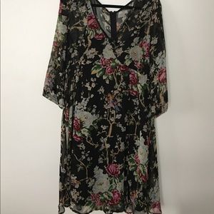 ASOS Curve Bell Sleeve Sheer Knee Length Dress