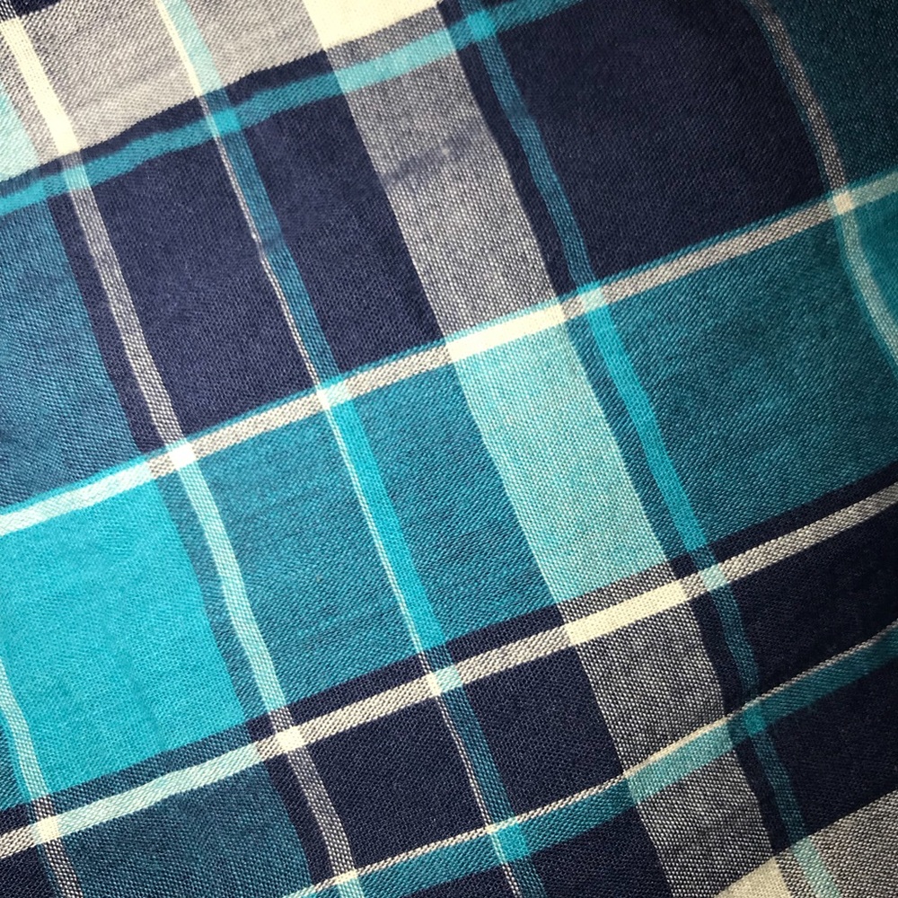 Blue & White flannel button down Large 100% cotton