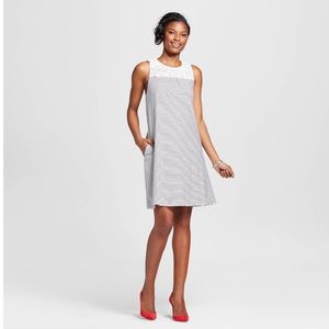 Merona Women's Lace Yoke Striped Knit Swing Dress