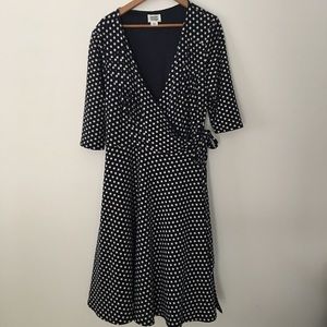 Unique Vintage Polka Dot Wrap Dress