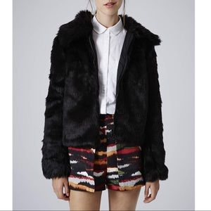 Topshop Black Faux Fur Bomber