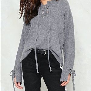 Nasty Gal Lace Up Sweater