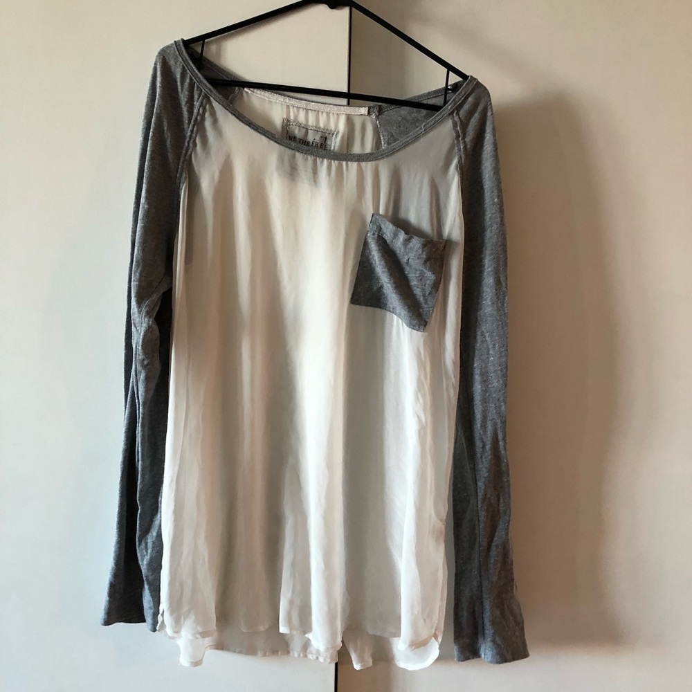 Free People Cotton / Sheer Baseball tee