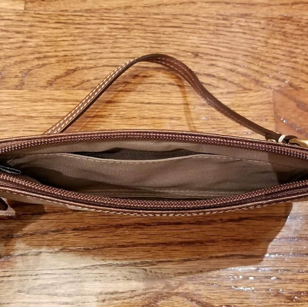 Brown Neutral Patchwork Coach Wristlet - image 3