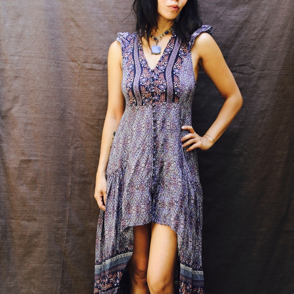 Short Front Long Back, Flowery, Western Dress
