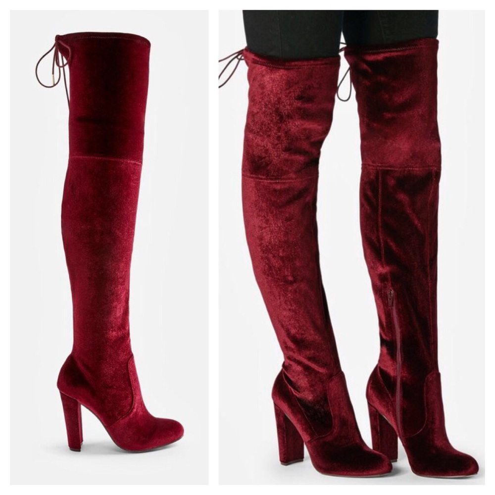 🔥SEXY Burgundy Thigh High Boots🔥