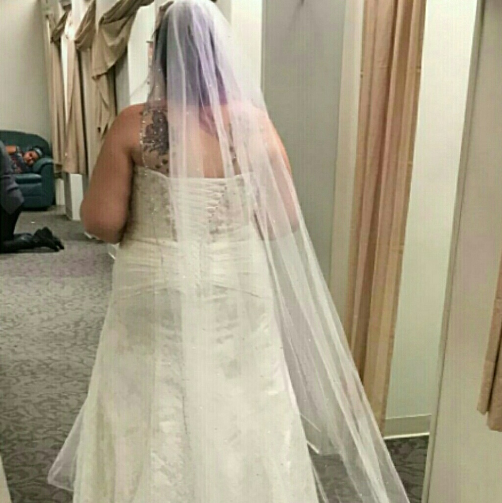 NEW Catherdial length light ivory rhinestone veil