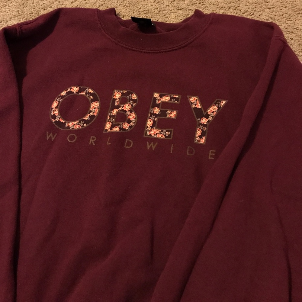 Maroon & Floral OBEY crewneck