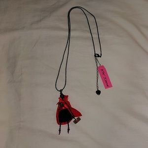 Betsey Johnson Red Riding Skull Necklace
