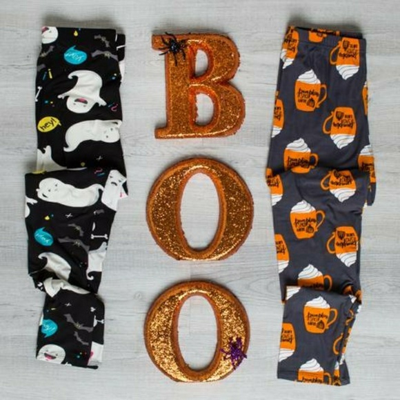 Pumpkin Spice/Boo! Kids Leggings - Picture 1 of 2