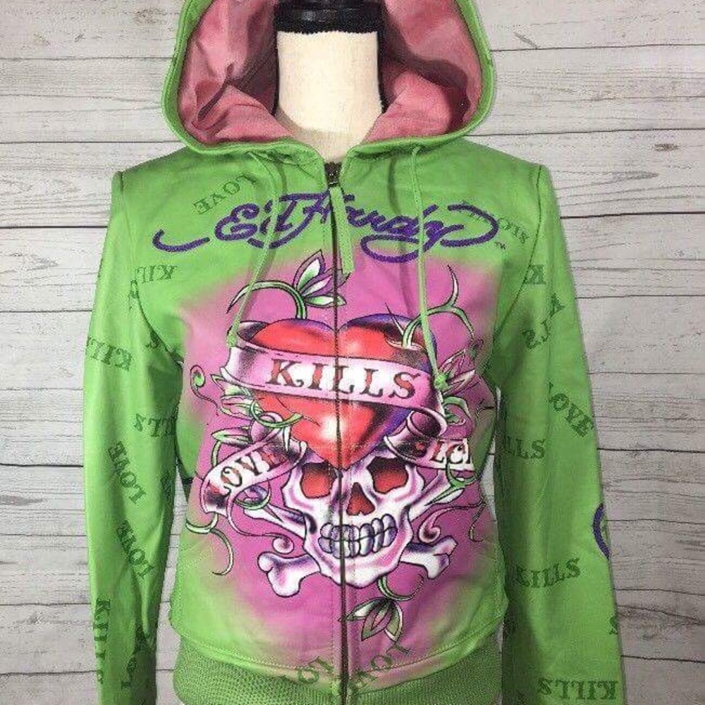NWT ED HARDY LEATHER LOVE KILLS JACKET