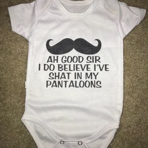 New in Wrapper White Onesie with Humorous Saying!