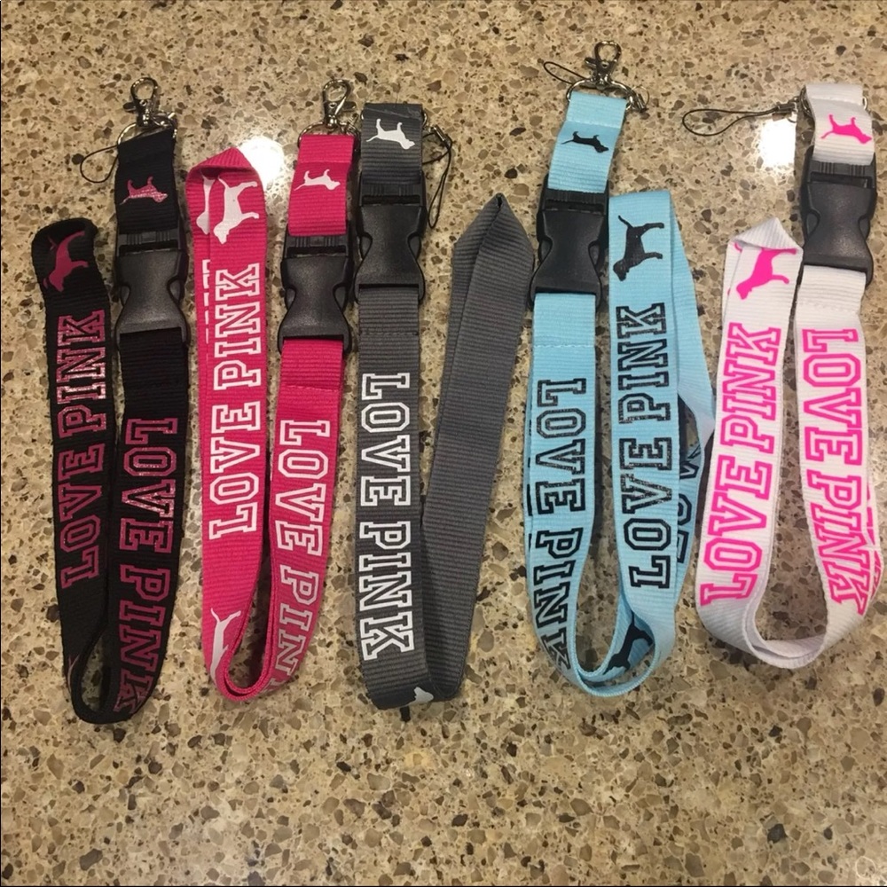 5 Pink Lanyards used for keychain/badge holder