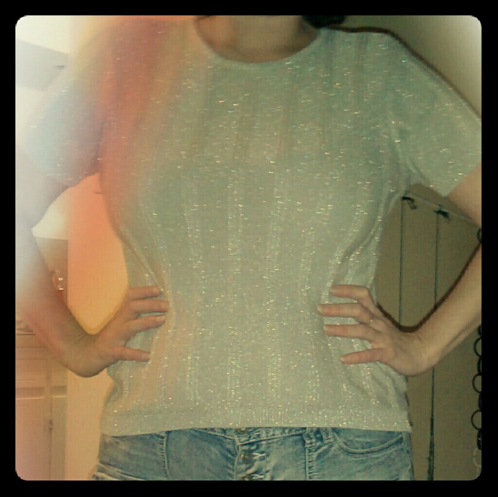 Silver short sleeve blouse