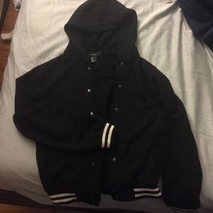 Black button-down hoodie