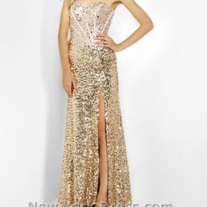 Gold Riva Designs Ball Gown Prom Dress Size 2