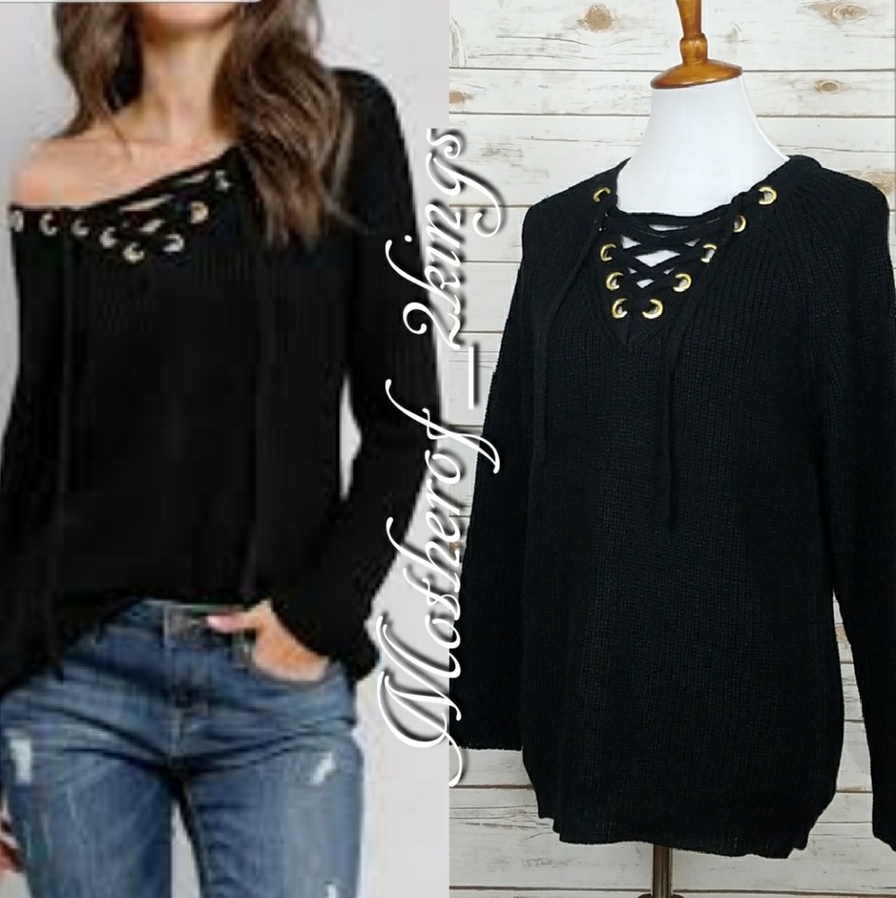 💣💥JUST REDUCED💥💣 BLACK SEXY "LACE-UP" SWEATER