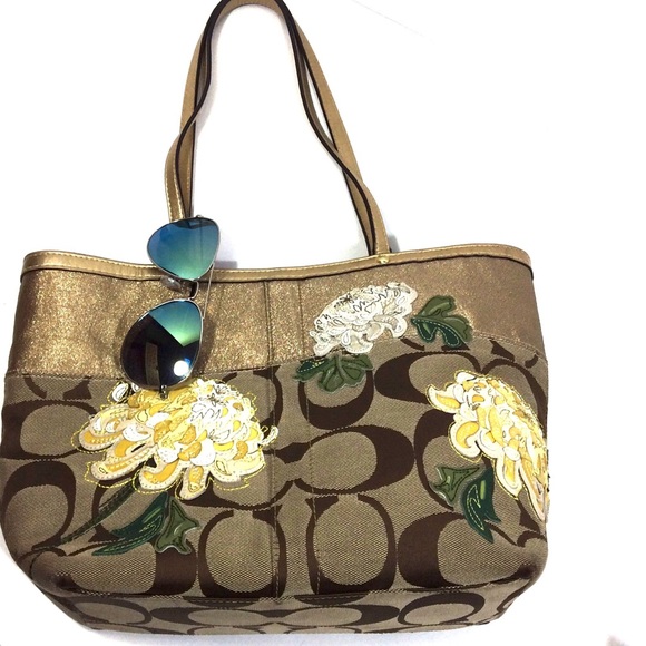 Coach Handbags - RARE Coach Gold Floral Tote