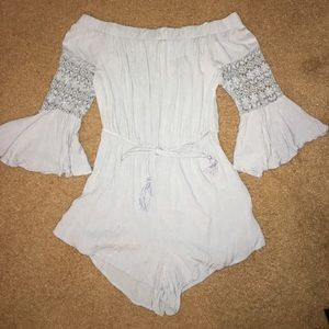 Blue Off The Shoulder Romper