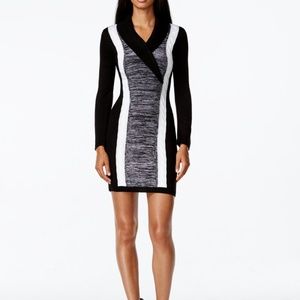 New Woman's Calvin Klein Multi-knit Shawl-Collar Sweater Dress Petite