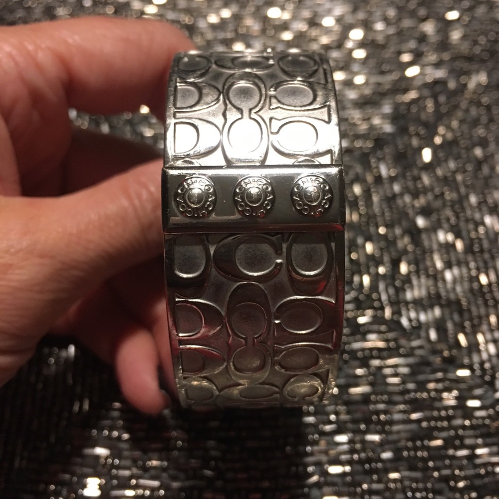 Coach Legacy Silver Signature Bangle Bracelet