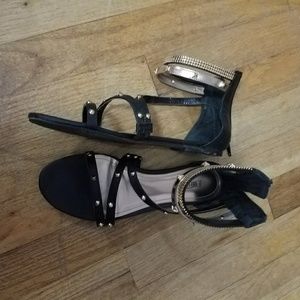 Jennifer Lopez black gold studded sandals