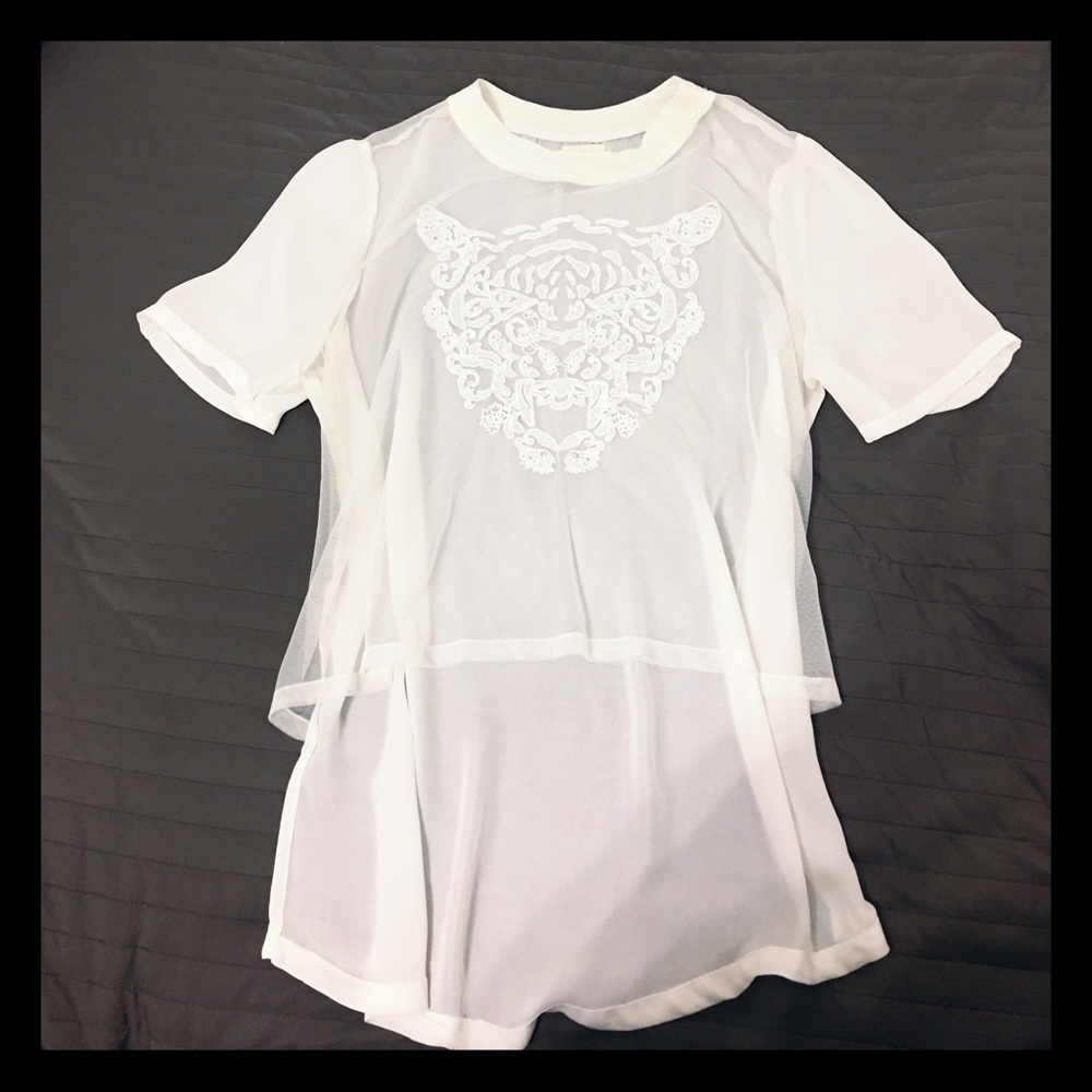 Silence + noise Tiger lace Mesh top
