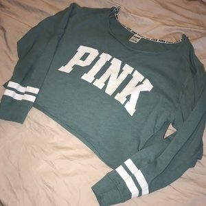 Pink cropped crew