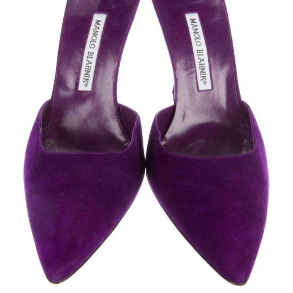 Authentic Manolo Blahnik purple suede pumps