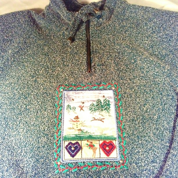 Hoodie Heathered Quarter Zip~Petite Lg - Picture 3 of 4