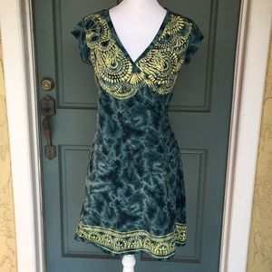 ATHLETA Teal Petite Tie Dye Tribal Wrap Dress sz M ATHLETA Teal Petite Tie Dye Tribal Wrap Dress sz M