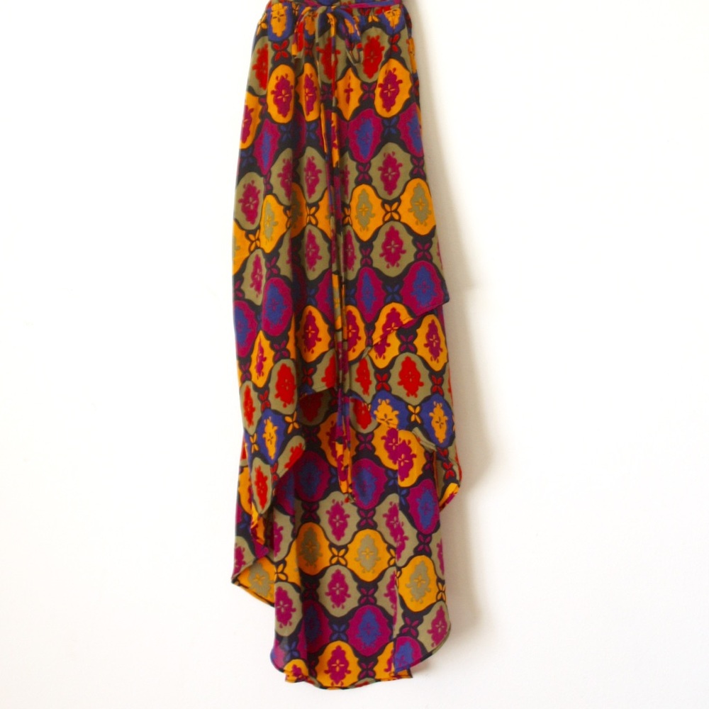 Velvet Heart Paisley Print Silk High Low Dress