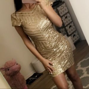 Dress the Population Gold Sequin Dress (Tabitha)